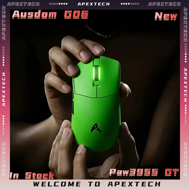 Ausdom G06 PAW3955 GT Mouse da Gaming Wireless Dual 8K 60K DPI Nordic 54L15 Tri-Mode TTC Qinglong Switch 300mAh