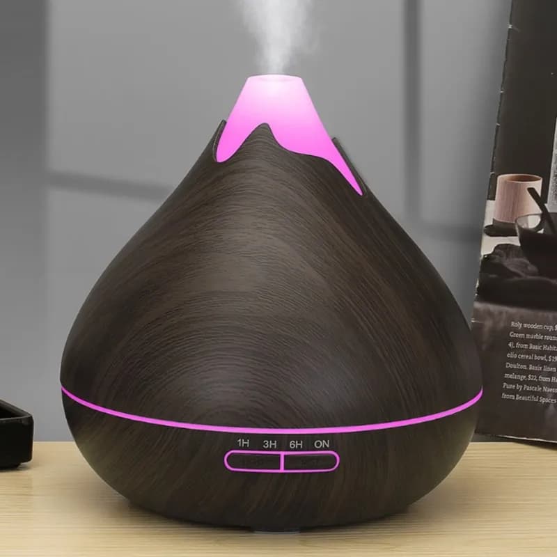 【SELEZIONE POPOLARE】Diffusore di Aromi 500ml Effetto Legno, Umidificatore ad Ultrasuoni per Oli Essenziali con 3 Timer e Luce Colorata, Spina USA