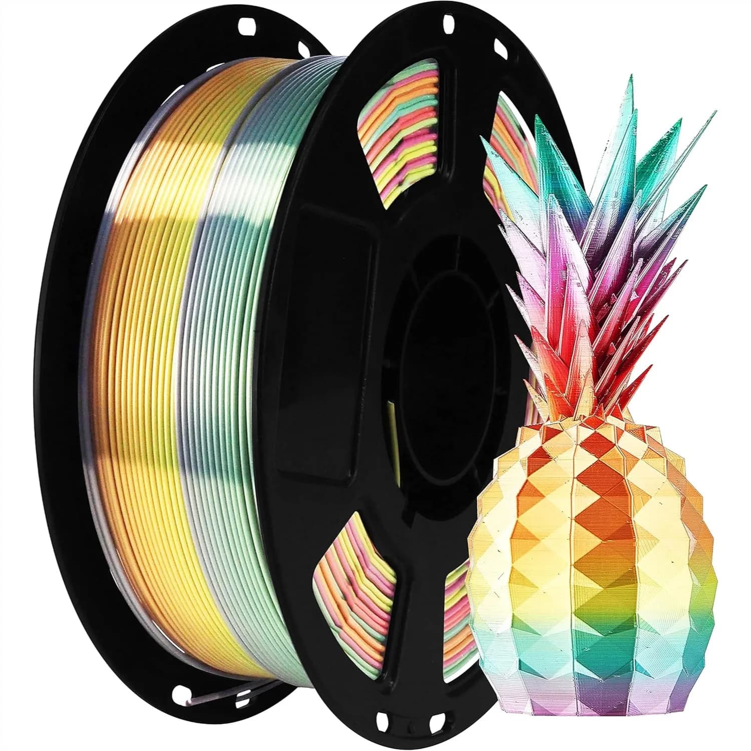 Filamento PLA Effetto Seta Lucido Arcobaleno 1.75mm 1kg 2.2lbs per Stampante 3D FDM, Facile da Stampare