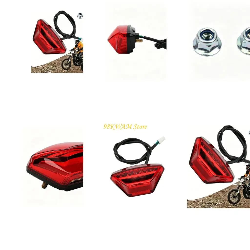 Dirt Bike Rear Brake Light with Red Lens and Rear Posts for Modification 68UF