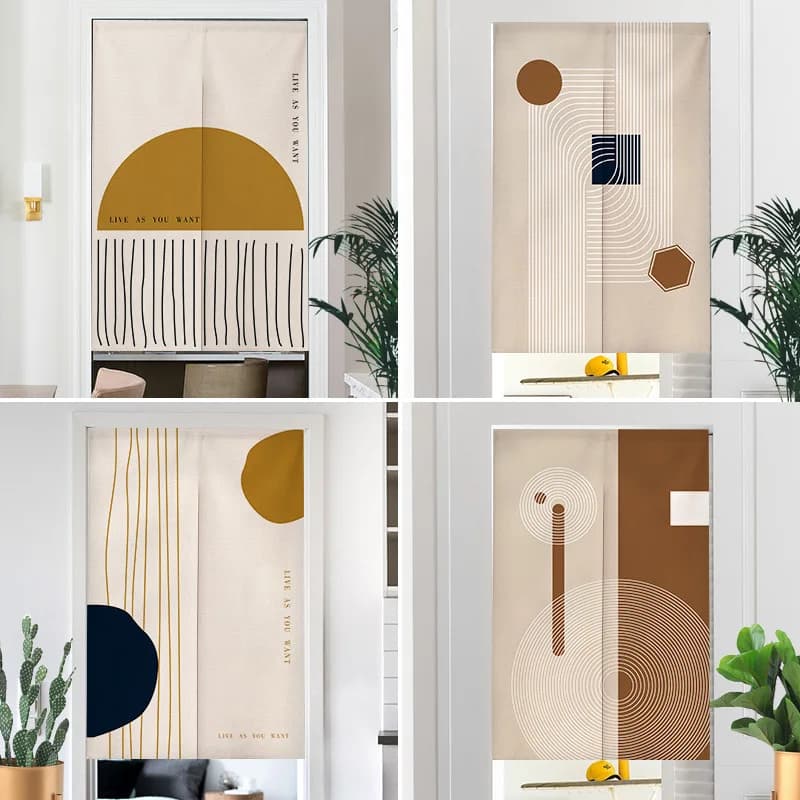 Tenda per porta stile Wabi-sabi Semplice a strisce Cucina Soggiorno Bagno Divisorio Noren Tende Camera da letto Mezza tenda appesa