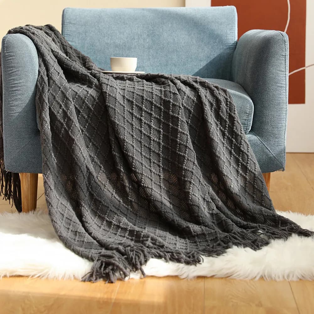 Copridivano nordico coperta coperta lavorata a maglia scialle nappa aria condizionata coperta letto asciugamano coda tinta unita coperte fresche estive