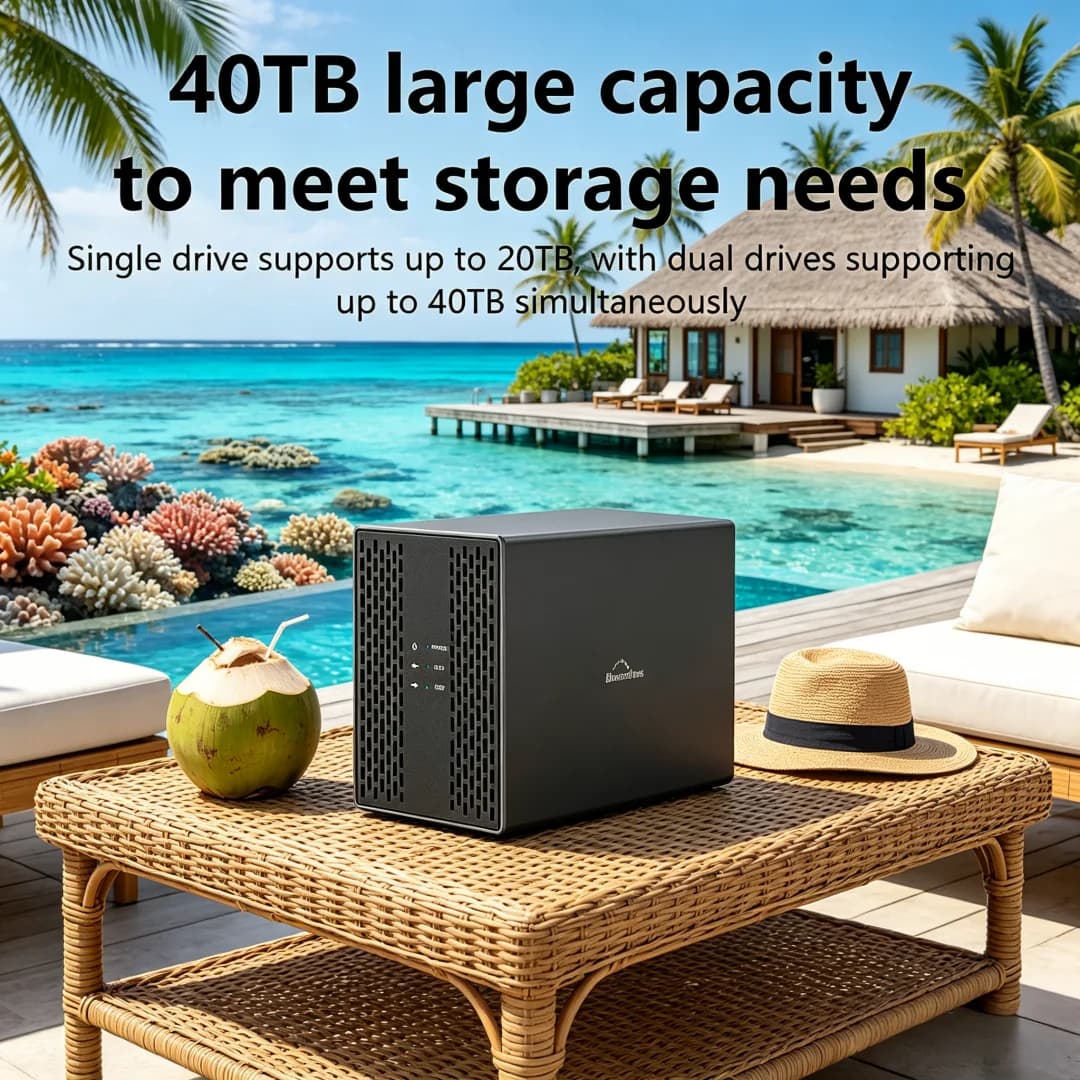 Box esterno Noctivagant Dual Bay con dissipazione del calore, 3.5 USB 3.0, Type-C, per doppio disco rigido SATA, case server HDD