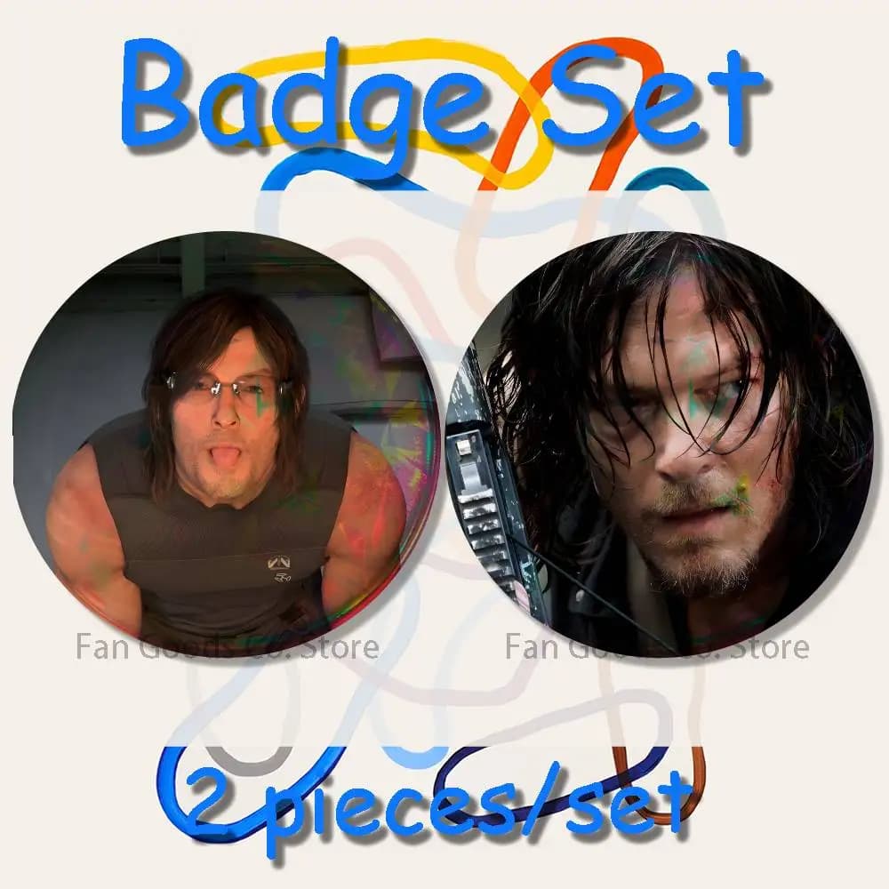Spille smaltate rotonde W-Walking Dead Daryl Dixon Norman per accessori da zaino, set da 2 pezzi, 25, 32, 44, 58, 75 mm, distintivo a cartone animato