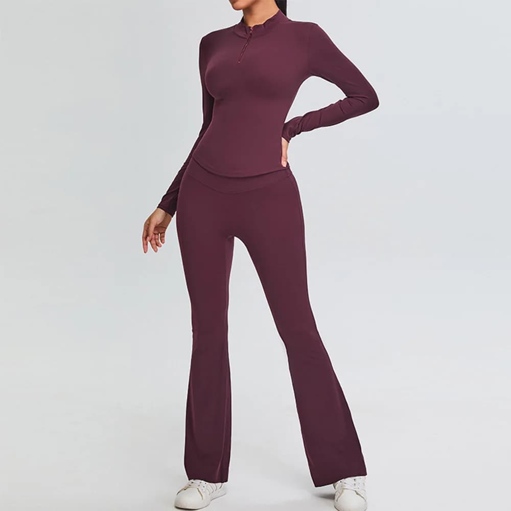 2 pezzi set da yoga tuta sportiva da donna abbigliamento da palestra abbigliamento da allenamento giacca a maniche lunghe palestra crop top leggings a vita alta abbigliamento sportivo fitness