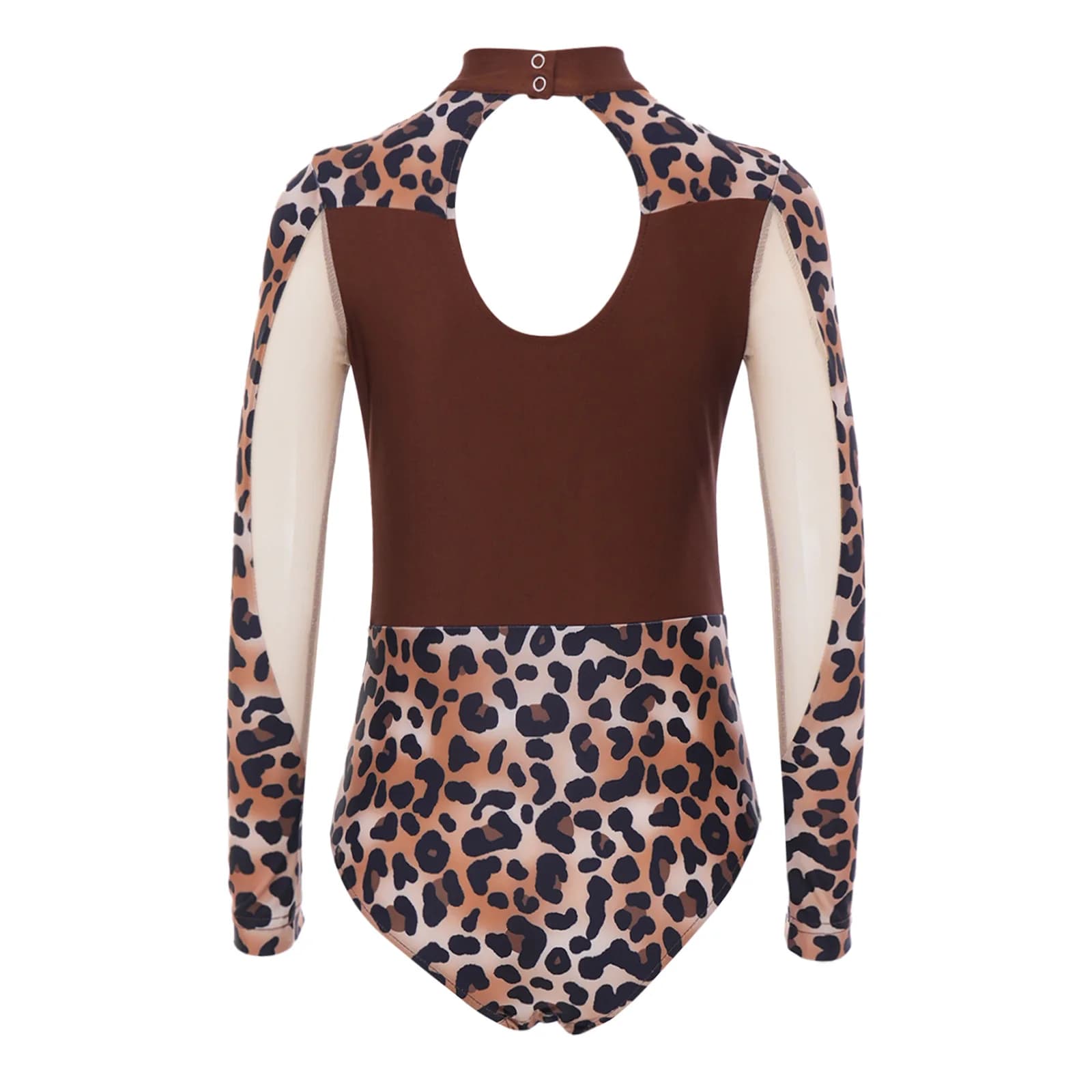 Girl's Ice Skating Performance Leopard Leotard Children Ballet Dance Jumpsuit Printed Long Sleeves Rhythmic Gymnastic Leotard