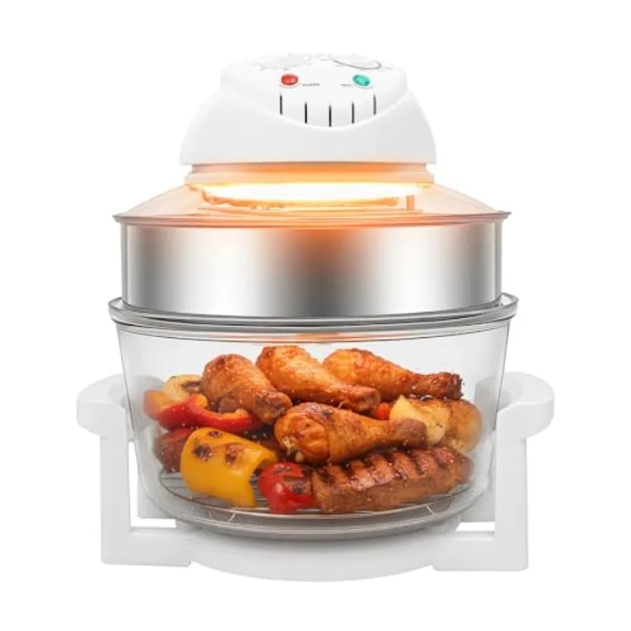 Forno ad Aria Calda in Vetro da 17,96 Qt con Illuminazione a LED, Cottura a 360° Visibile, Spegnimento Automatico di Sicurezza, Temperatura Regolabile 32-482°F