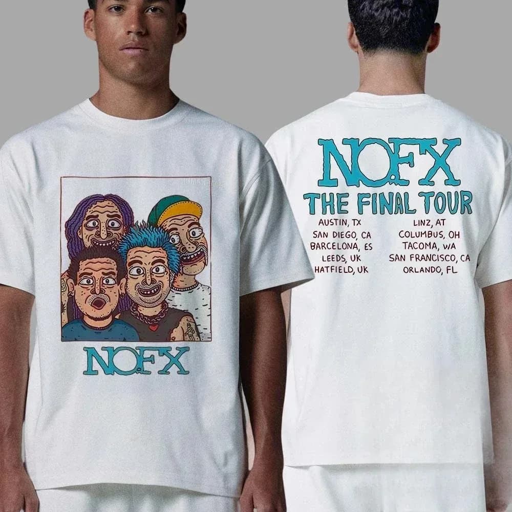 T-shirt Unisex in Cotone con Grafica NOFX Rock Band, Maglietta Casual di Moda per Uomo e Donna, Essenziale per i Fan, Manica Corta, Collezione 2026