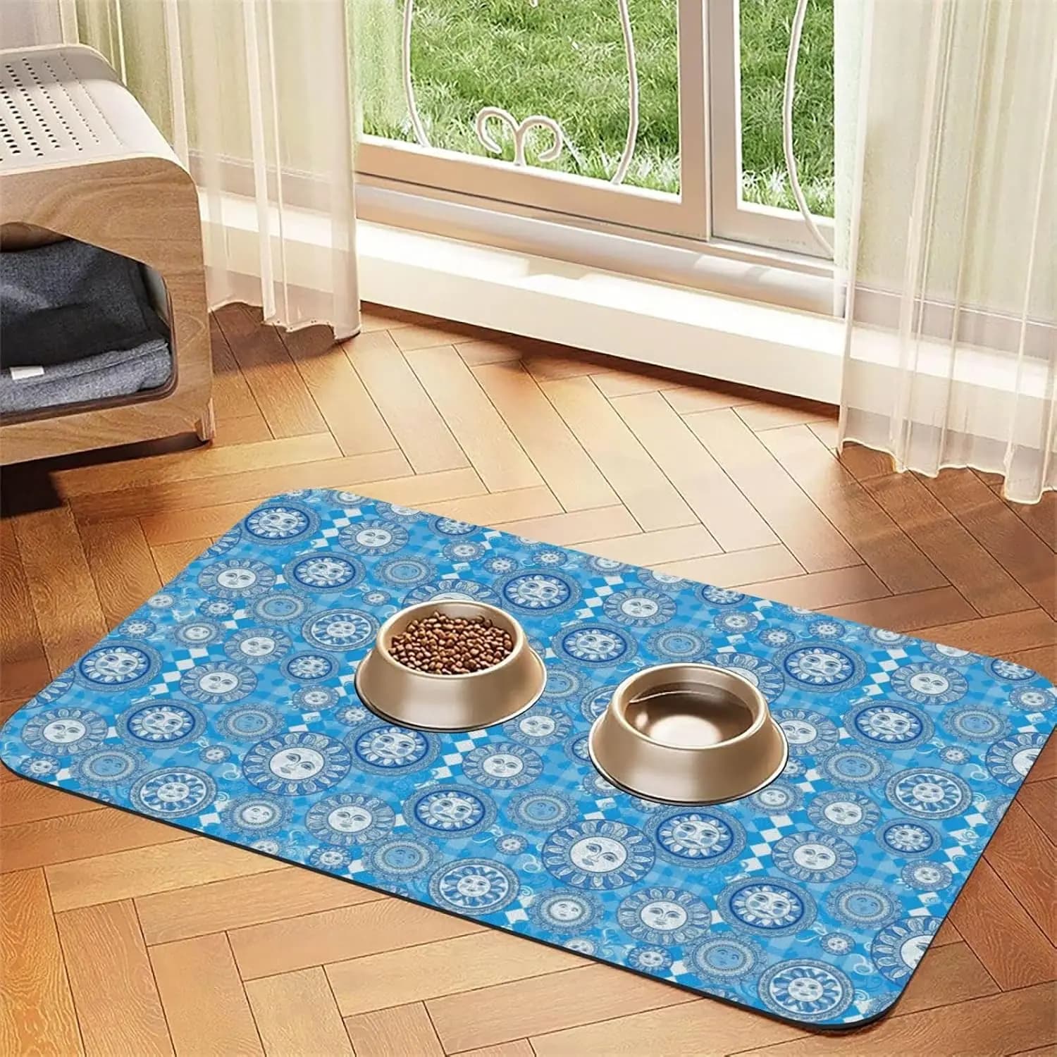 Waterproof Absorbent Leather Dog Mat, Non-Slip Cat Food Feeding Pad for Bowls, Floor Protection Pet Accessories