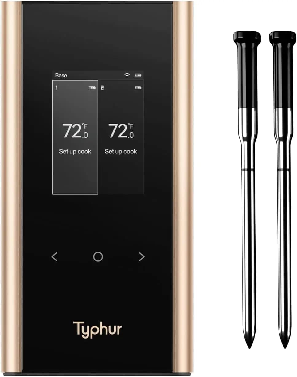 Wi-Fi Wireless Meat Thermometer with 2 probes, 6 Sensors, Strong Signal and High Precision for BBQ, Grill and Oven