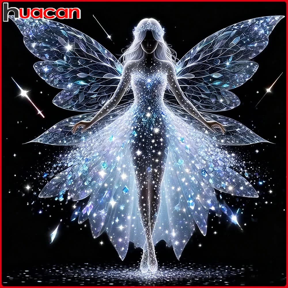 Huacan 5D pittura diamante fai da te farfalla fata diamante ricamo ritratto nuova collezione 2025 dipinti decorativi