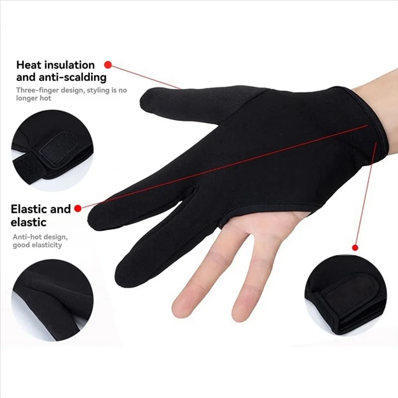 A66Z Barbiere Stecca Hair Gloves for three fingers Spike for iron hair curler Products for hair Anti-coating hair gloves