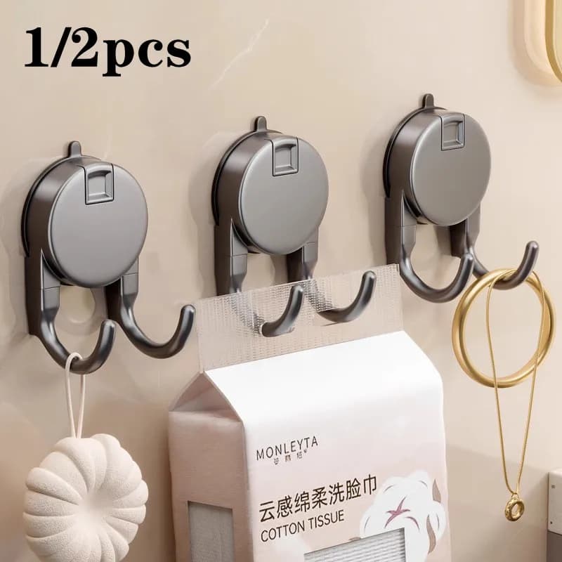 1/2pcs Riutilizzabile Ventosa Gancio Senza Trapano Rimovibile Doppio Gancio di Sospensione Cucina Bagno Asciugamano Appendiabiti Supporto Ganci Rack