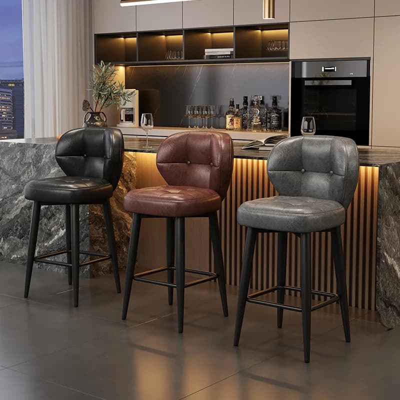 Sgabelli da bar di alta gamma, sedie da bar girevoli in pelle per uso domestico, sedie con schienale alto, sgabelli alti da reception