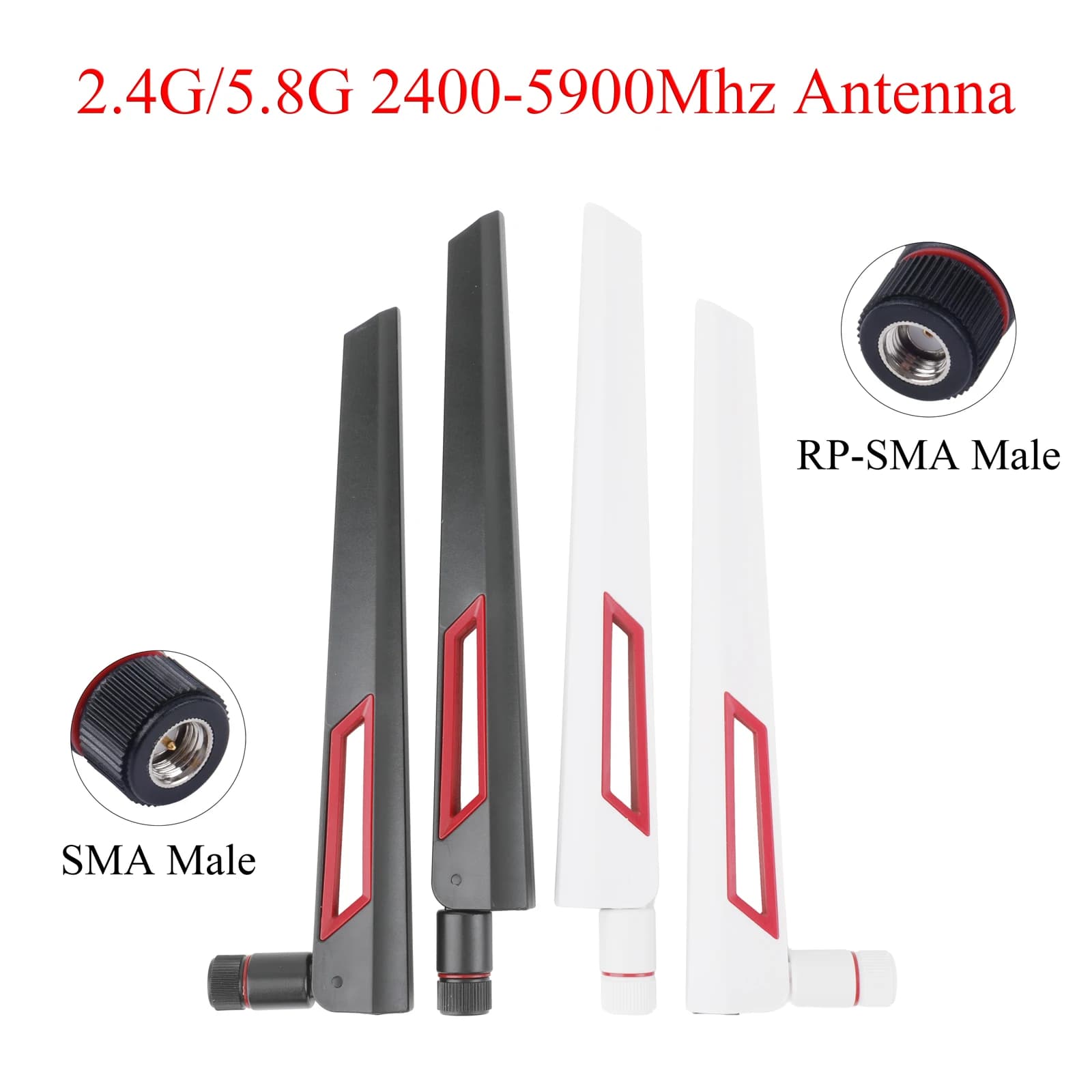 Antenna WiFi dual-band 2.4G/5.8G da 4 pezzi (10dBi) - SMA/RP-SMA maschio per router WLAN, scheda di rete per computer e router ASUS