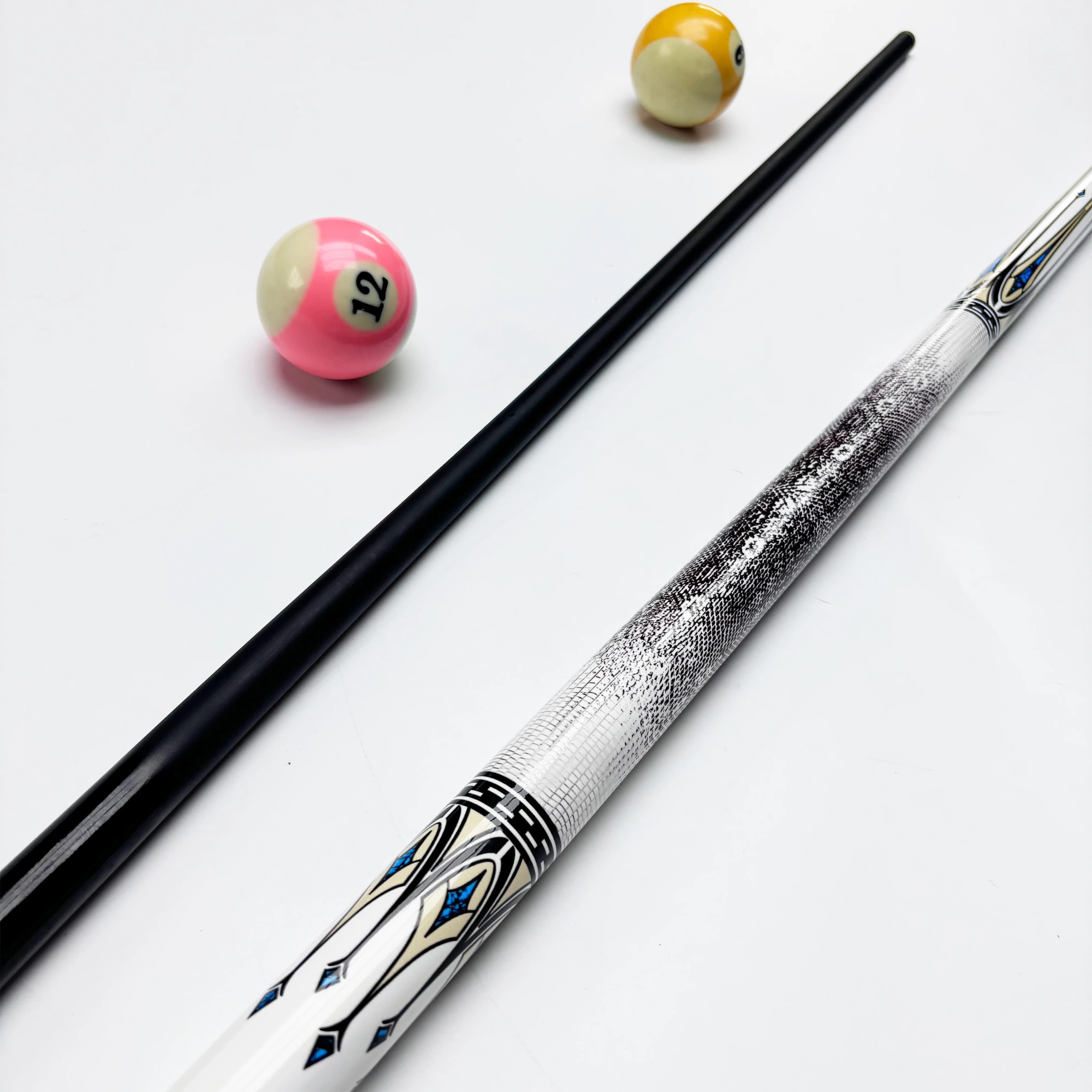 Professional Fiberglass Pool Cue 1/2 Split Billiard Cue Stick with 13mm Tip Non-Slip Leather Grip