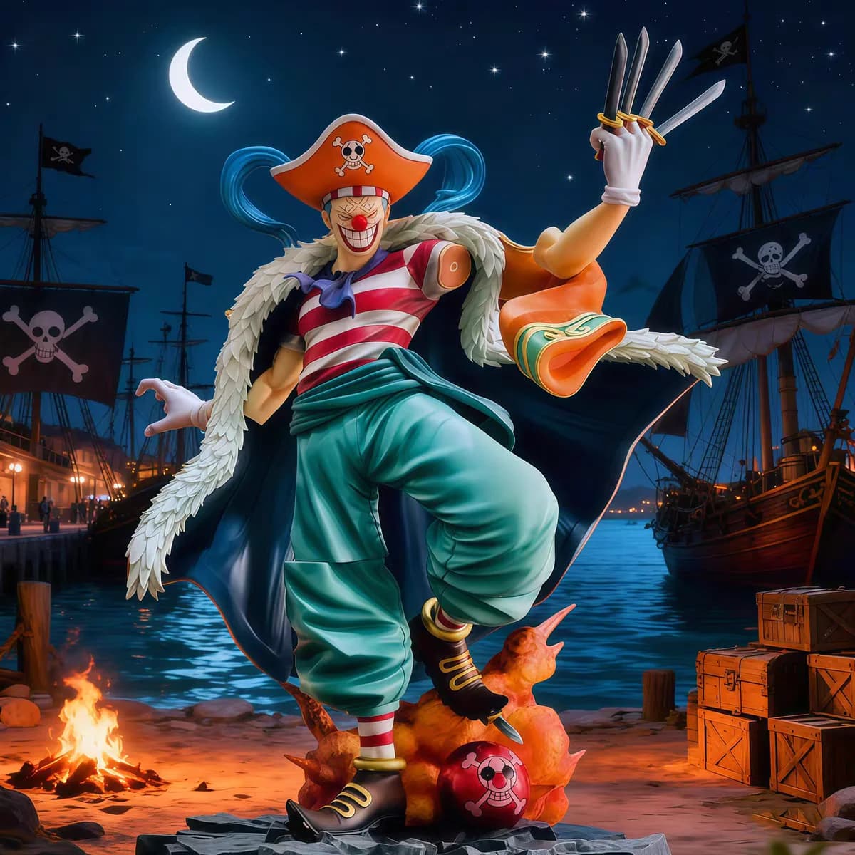 Statuetta di Buggy da ONE PIECE, Action Figure da Collezione, Ornamento da Scrivania, Modellino Giocattolo, Regalo
