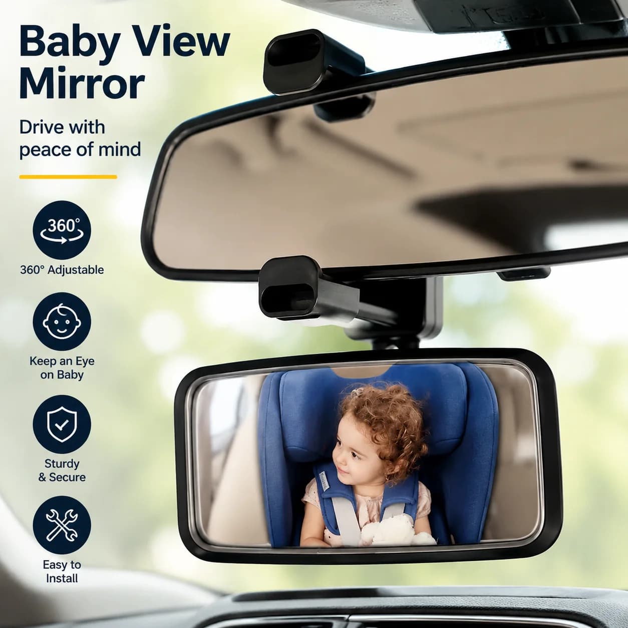 Baby Car Rearview Mirror Wide View Auto Seat Looking-Glass Monitor Adjustable Baby Rear Convex Mirror For Car Interior Accessory