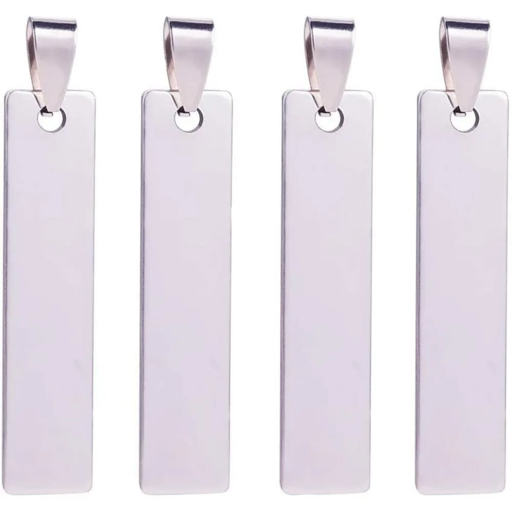 20 pz 1.5x0.3 pollici rettangolo stampaggio spazi vuoti pendenti in acciaio inossidabile ciondoli con custodia per collana braccialetto che fa kit