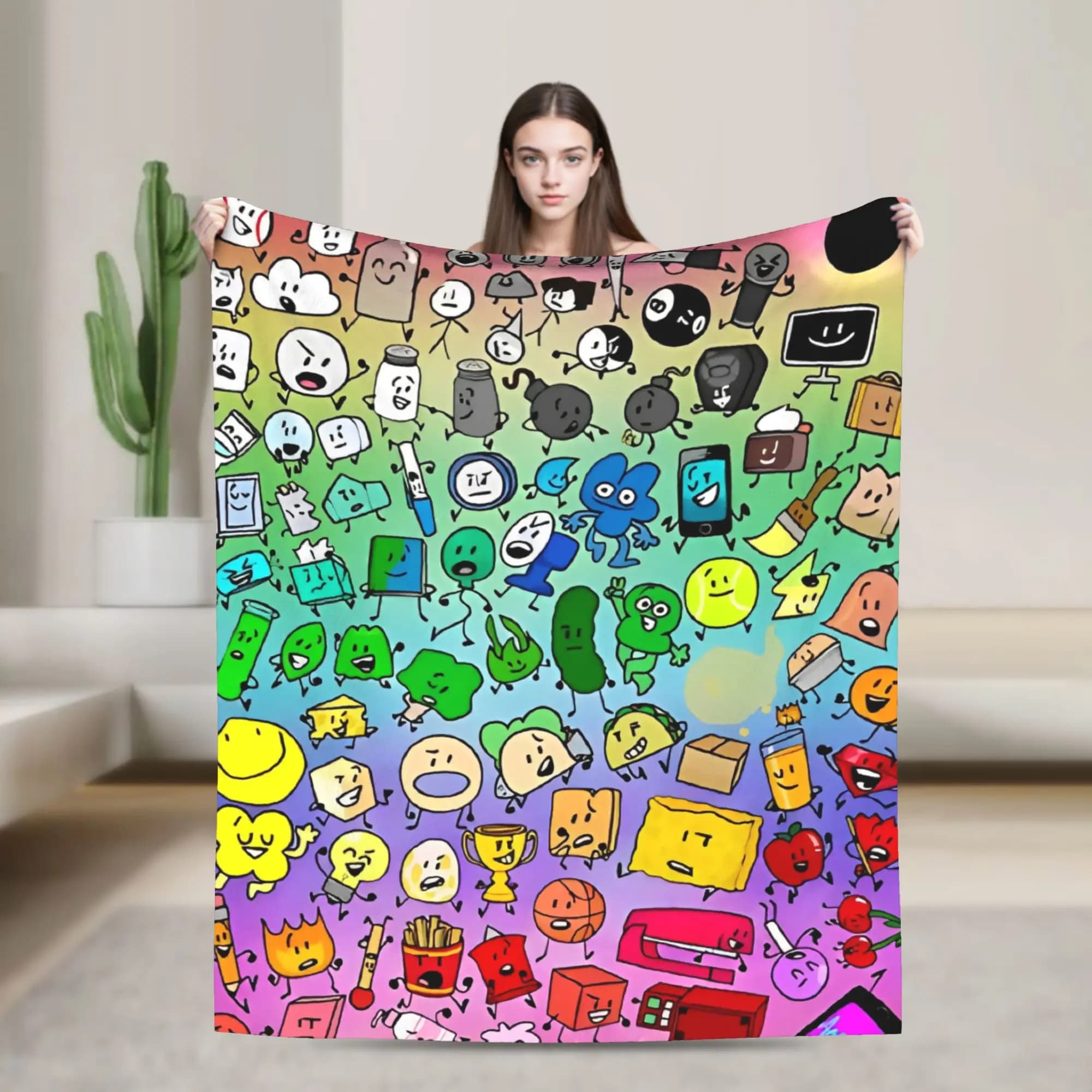 BFDI Inanimate Insanity All Characters Blanket Quality Warm Soft Throw Blanket Winter Travel Couch Bed Comfortable Bedspread