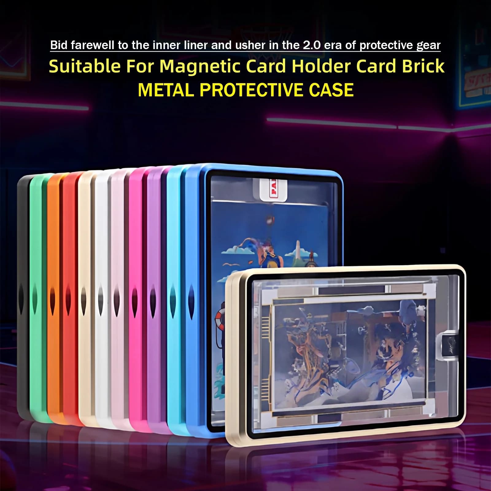 Exhibitor for Aluminium Alloy Cards, Protective Box with Metal Frame for Magnetic Collectable Cards 35PT/130PT, Card Holder for Sports Games