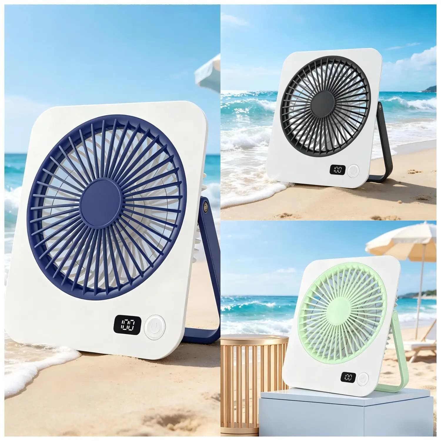 Ventilatore da tavolo portatile ultra-sottile | Ricaricabile tramite USB, 180 ° Ampio angolo di copertura, 5 impostazioni di velocità, funzionamento silenzioso, indicatore del livello della batteria