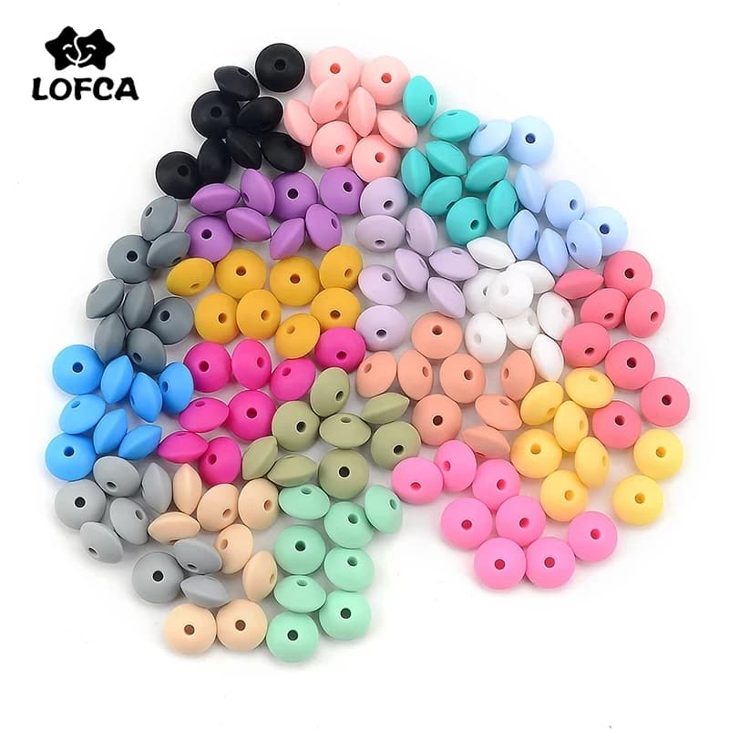 LOFCA 100 pz/lotto Perle di Lenticchie In Silicone 12mm BPA Libero Food Grade FAI DA TE Pendenti E Ciondoli Collana Bracciali Portachiavi Accessori Dei Monili