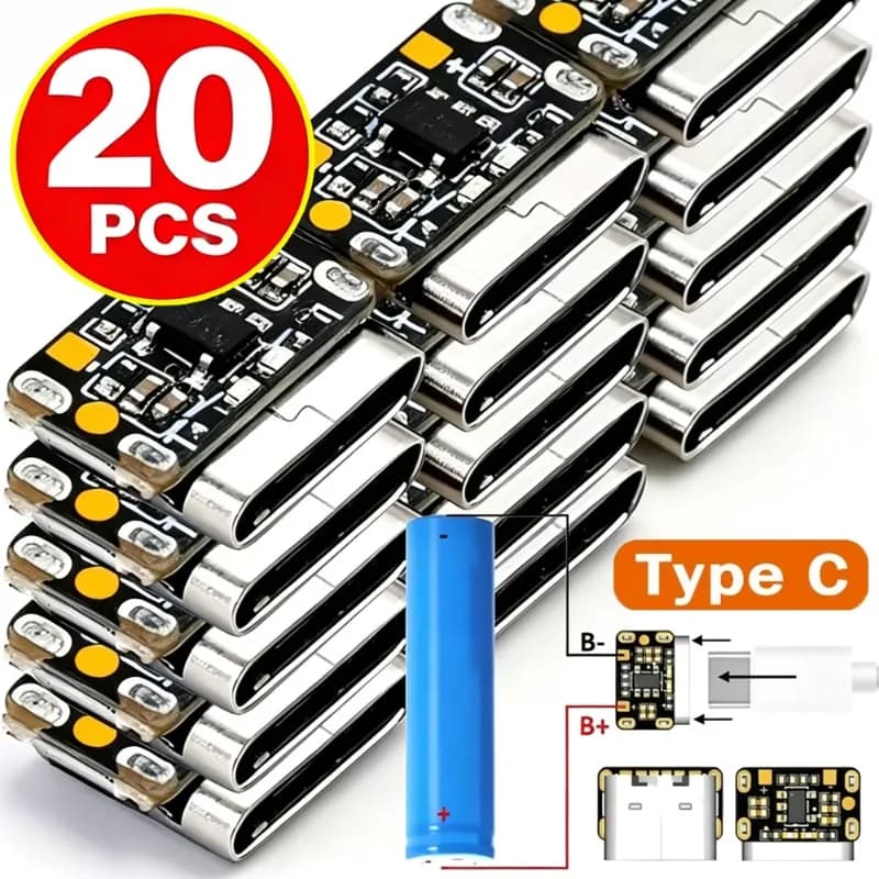 1/10/20 Pezzi Mini Modulo Scheda di Ricarica per Batterie al Litio 3.7V 4.2V 18650, Scheda di Protezione Caricabatterie con Interfaccia Type-C