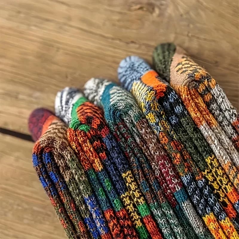 5 pairs of round socks in ethnic retro style: comfortable, soft and warm in autumn and winter | New arrival/hot socks