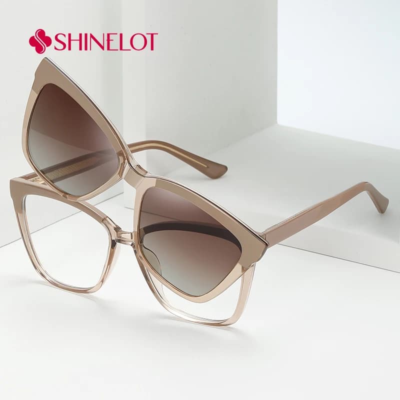 81037 New Retro Women's Clip Sunglasses Outdoor Fashion Accessories Can Be Customized With Prescription