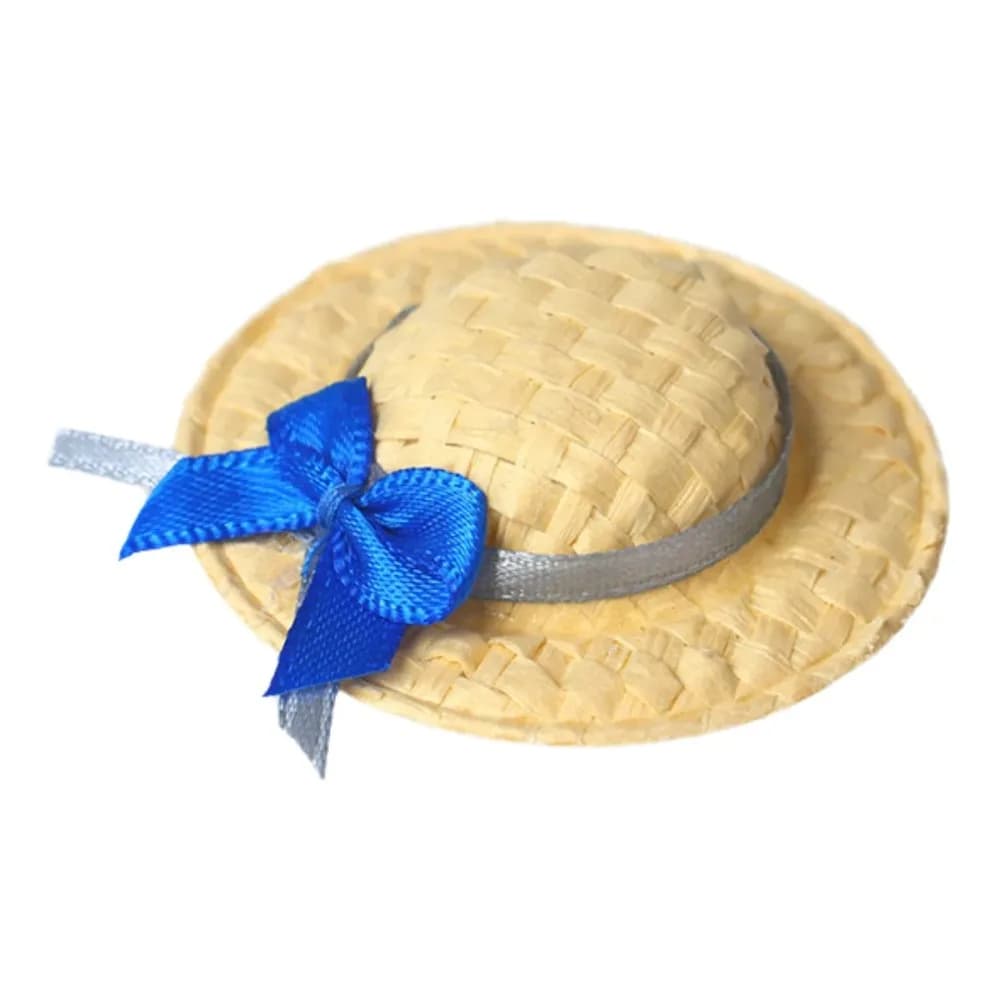 Miniature Size Doll House Miniature Straw Material Sun Protection Doll Straw Hat Handmade Design DIY Doll Sun Cap