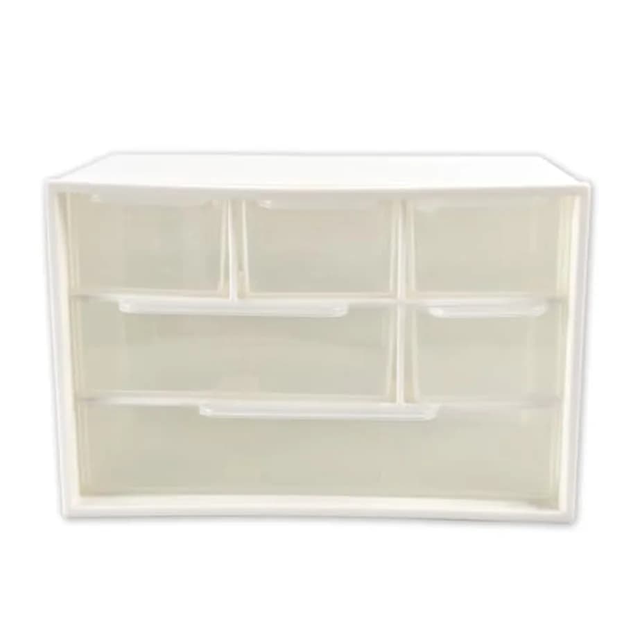 Mini Desk Drawer Organizer with 6 Clear Drawers - 7" x 3.9" x 4.7" Small Plastic Storage Box for Office, Classroom, Crafts, and