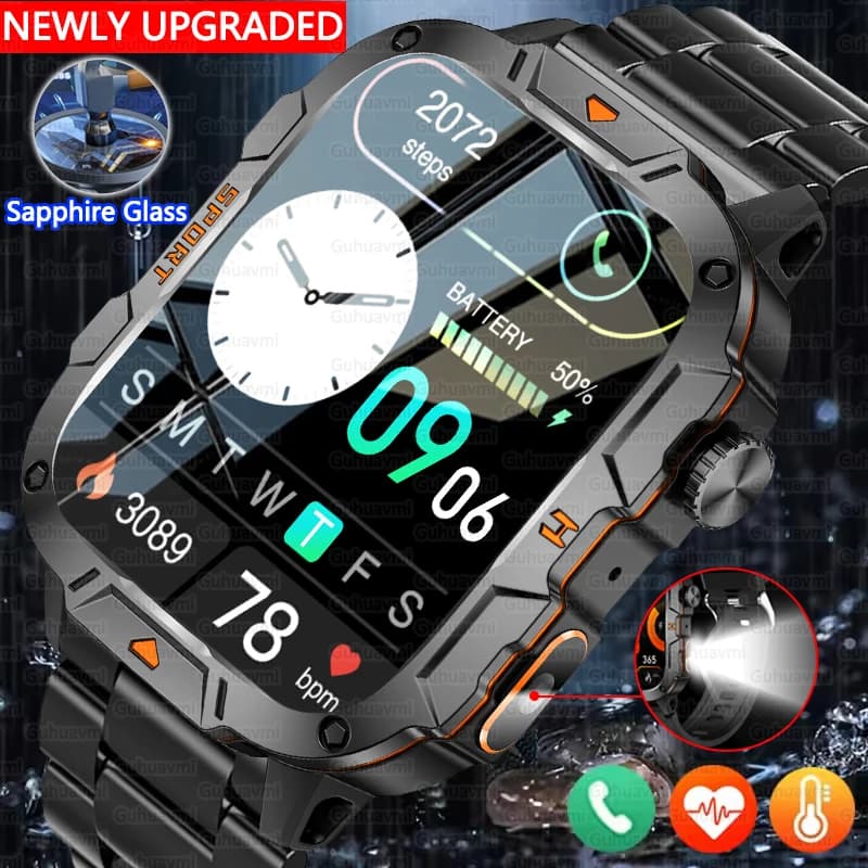 3ATM Waterproof Outdoor Military Men's Watch Smart 420mAh Battery Cardiac Frequency Bluetooth Sports Fitness Smartwatch