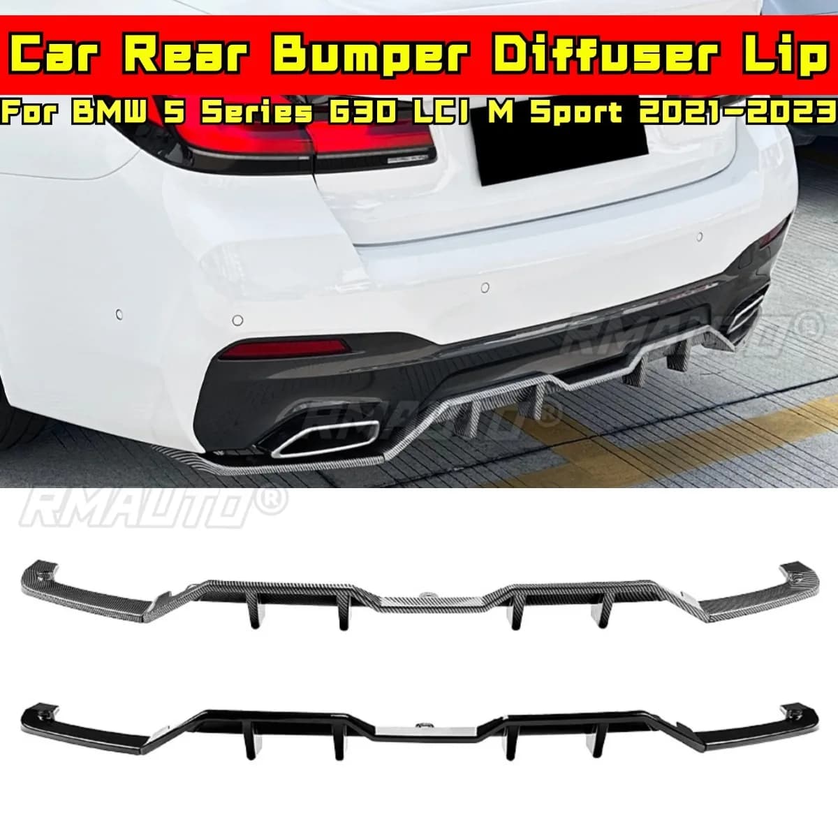 For BMW 5 Series G30 LCI M Sport Rear Bumper Diffuser Lip for BMW 5 Series G30 LCI M Sport 2021-2023 Car Accessories