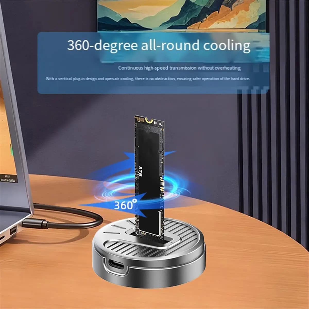 Docking Station in Alluminio per SSD M.2 1000MB/S, Enclosure Esterno per SSD M2 NVME/NGFF, Base per Disco Rigido Type-C
