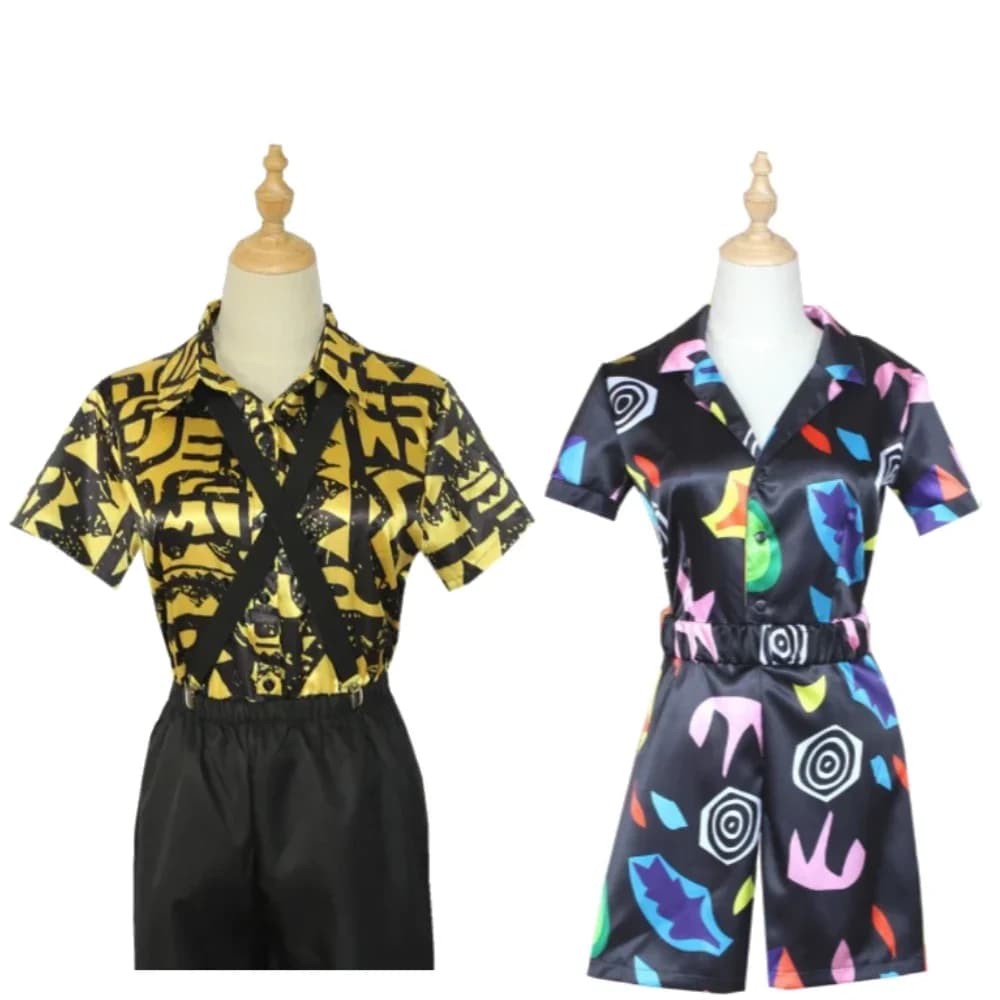 Costume Cosplay Stranger Season Eleven, Abito a Maniche Corte, Tuta Gialla con Benda e Bretelle per Halloween e Carnevale, per Donne