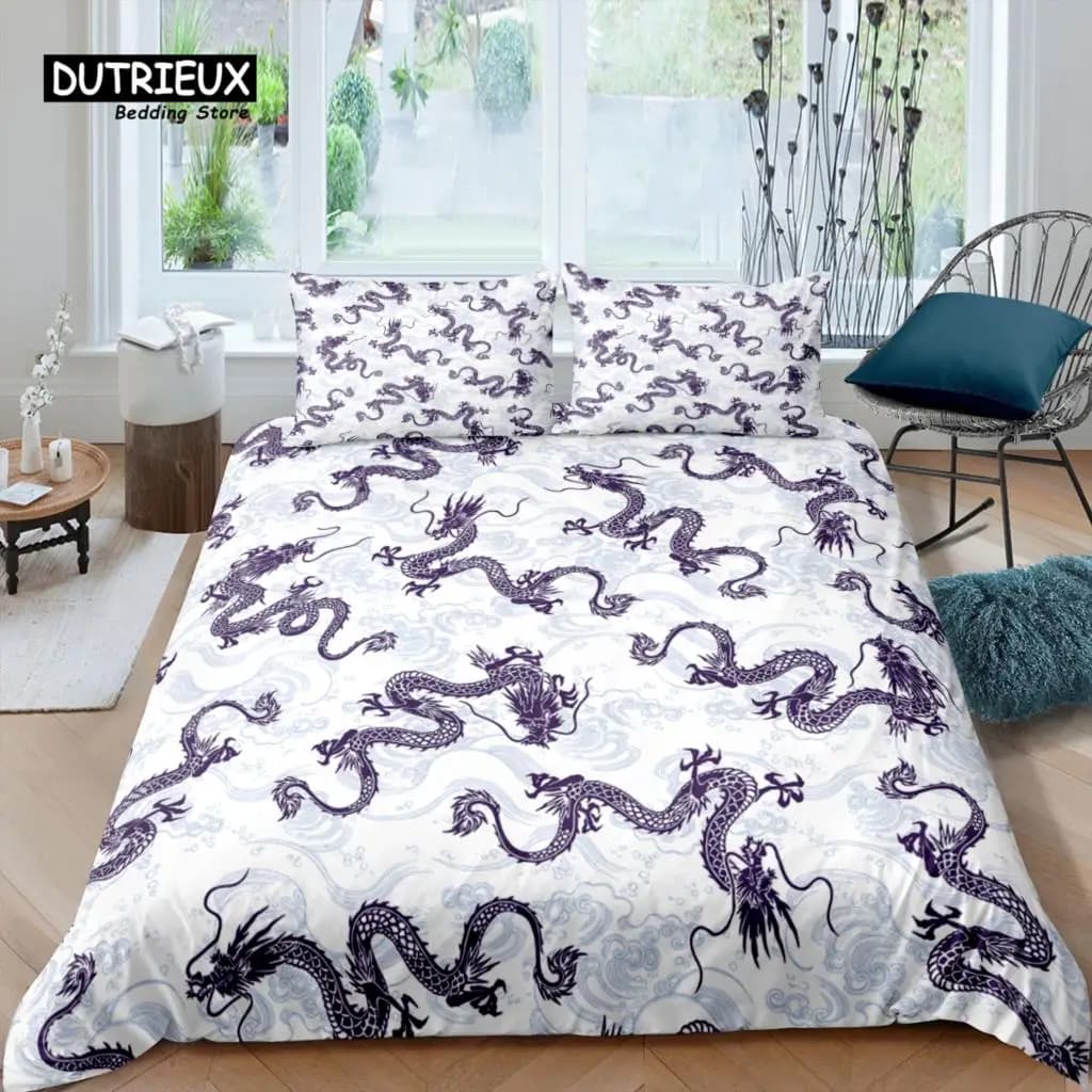 Home Living Set biancheria da letto drago 3D di lusso Copripiumino Federa Set biancheria da letto per bambini Queen e King Taglia EU/US/AU/UK