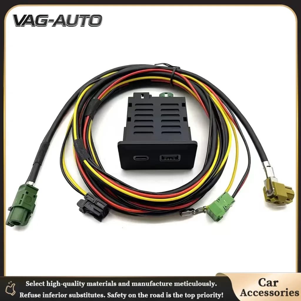 Wireless CarPlay USB Type-C Media Socket for VW Golf 7 MK7 Passat B8 MIB2 Retrofit Adapter Plug