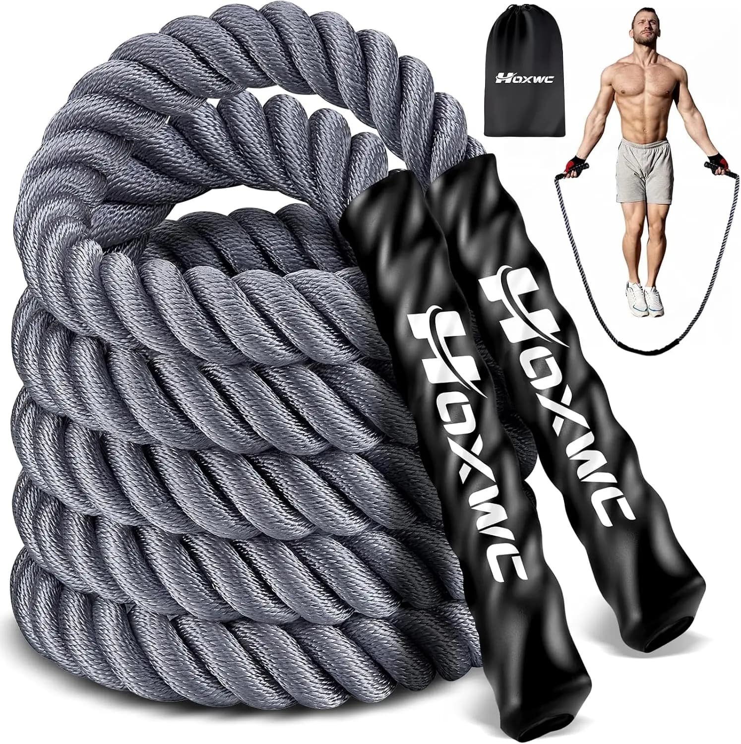 Corda per Saltare con Pesi per Fitness, Corde Pesanti per Allenamento a Casa, Adatte per Boxe, Cardio, Allenamento Muscolare
