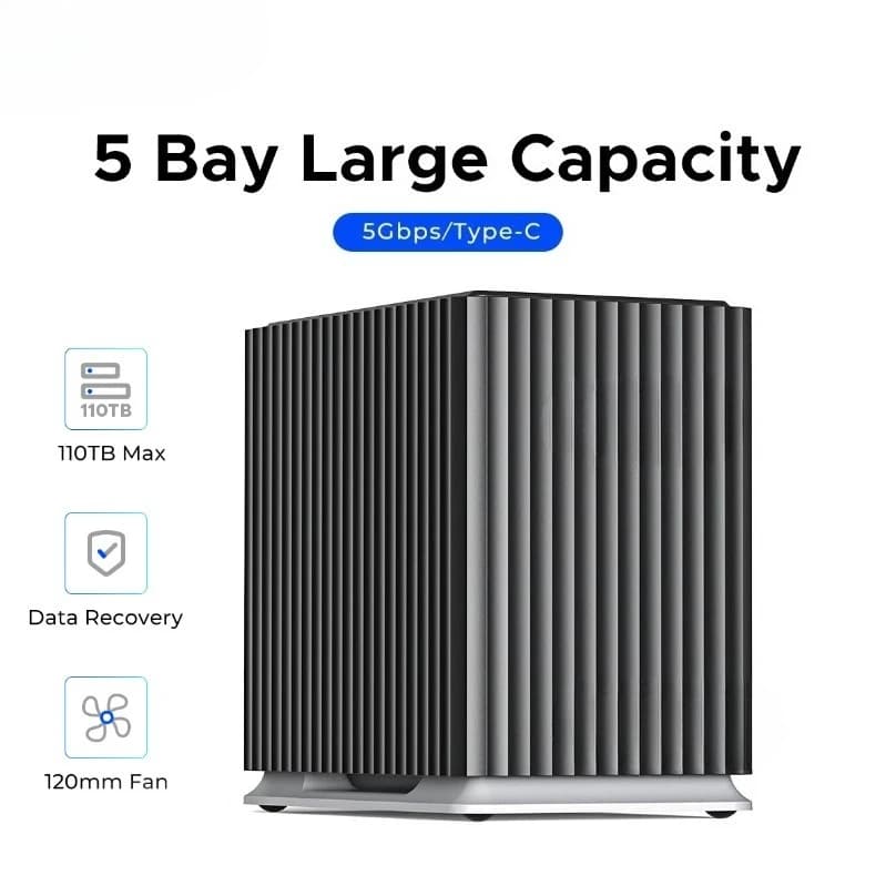 Multi‑Bay 3.5" External Hard Drive Enclosure, SATA HDD Expansion Disk Reader Type‑C Personal Storage Cabinet
