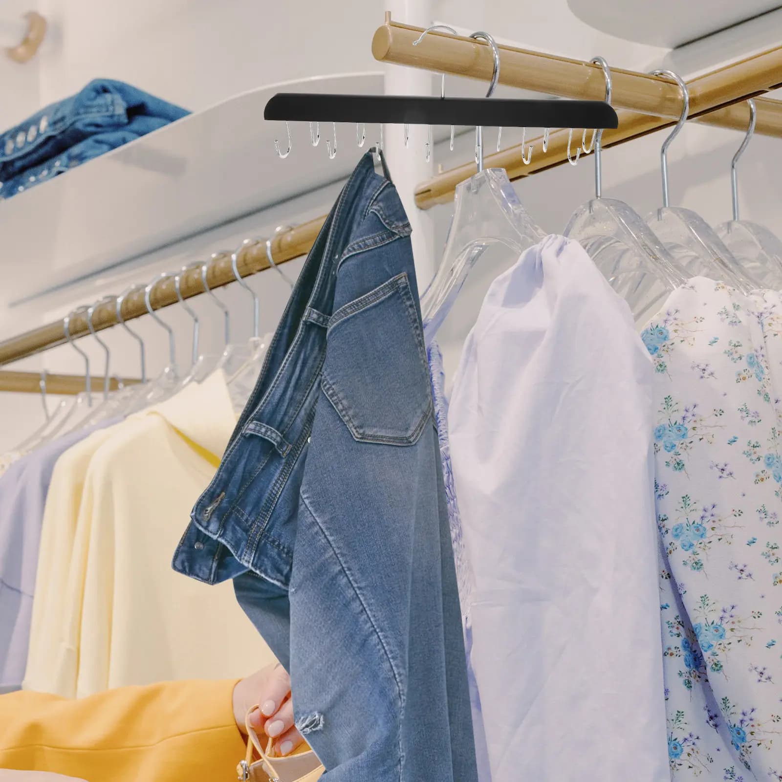 Wooden hangers hooks for jeans, multi-shoe rack for trousers, durable clothes hangers for jeans and pants