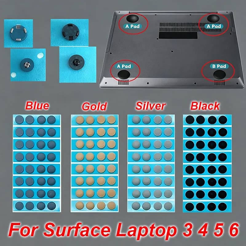 Piedini in gomma antiscivolo per Surface Laptop 3 4 5, cuscinetti per base inferiore 1872 1868 1952 1867 1950 1958, argento, oro, blu ghiaccio, nero