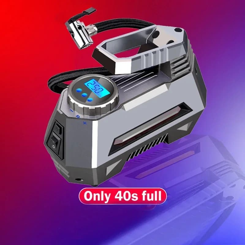 -Compressore d'aria per auto portatile Gonfiatore per pneumatici 150 Psi 12V DC Pompa per pneumatici con manometro digitale Torcia di emergenza luminosa automatica