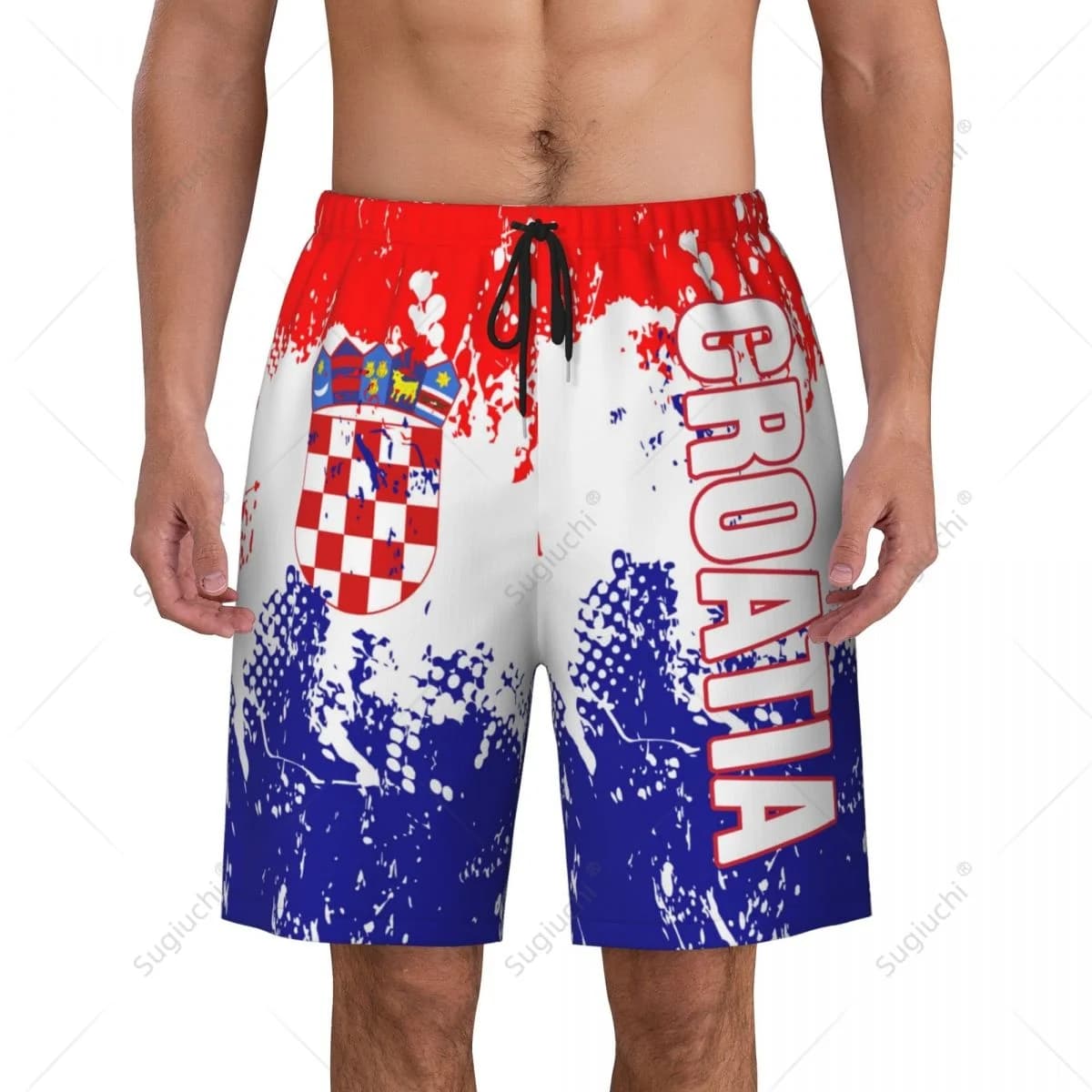 Pantaloni da spiaggia con bandiera della Croazia da uomo Pantaloncini da surf Surf Ragazzi Calcio Ciclismo Costumi da bagno Corsa in poliestere
