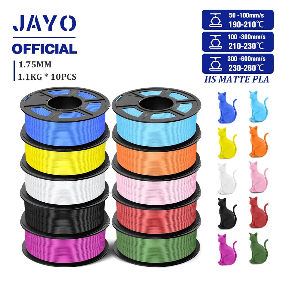 3D Thread PLA matt high speed JAYO Filament for classic PLA 3D printer from 1,75 mm 10 rolls Matte high tenacity fastening