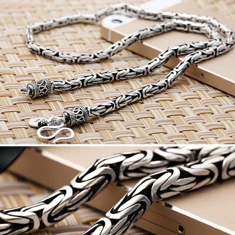 Prezzo di fabbrica S990 Sterling silver modello pace 6mm personalità retrò collane da uomo e da donna regali di gioielli di moda alla moda