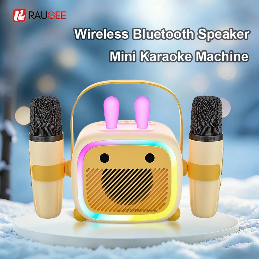 Mini macchina per karaoke con altoparlante Bluetooth wireless portatile con 2 microfoni wireless Altoparlante Bluetooth per karaoke per regali per bambini