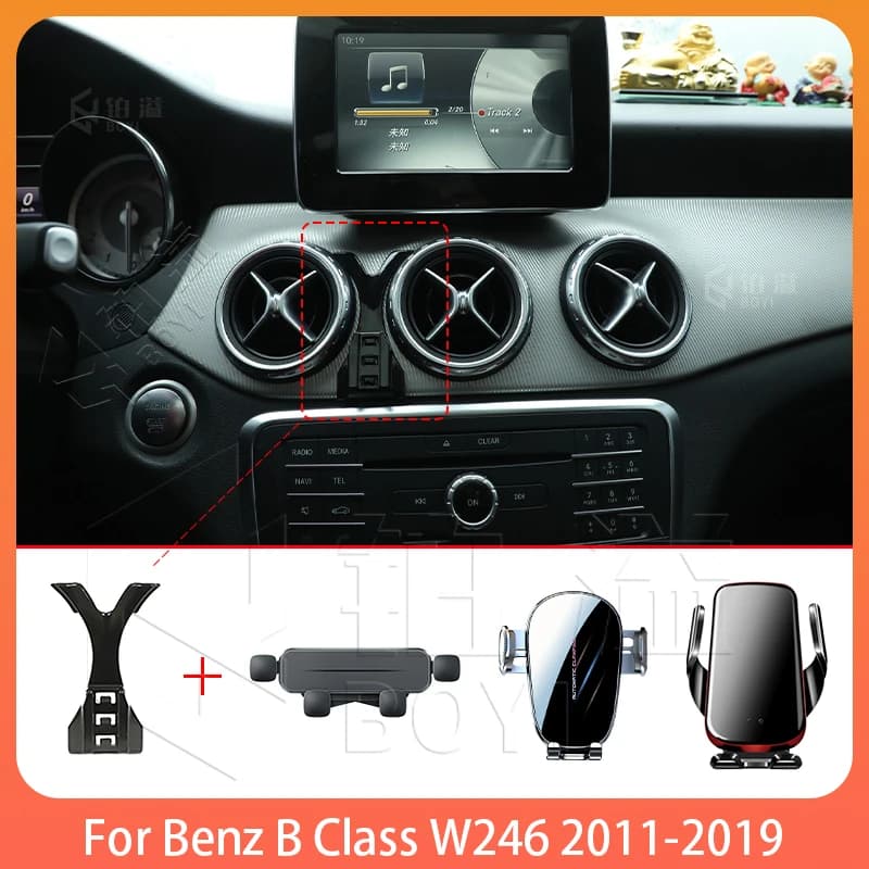 Supporto per telefono per auto per Benz Classe B W246 2011-2019 Supporto mobile Speciale staffa fissa Base di ricarica wireless Supporto interno
