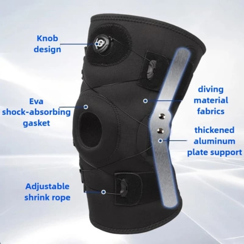 Ginocchiera Articolata con Doppi Stabilizzatori Metallici, Design a Rotella Aperta, Supporto Regolabile per Sport, Corsa, Recupero da Infortuni, Atleti e Anziani