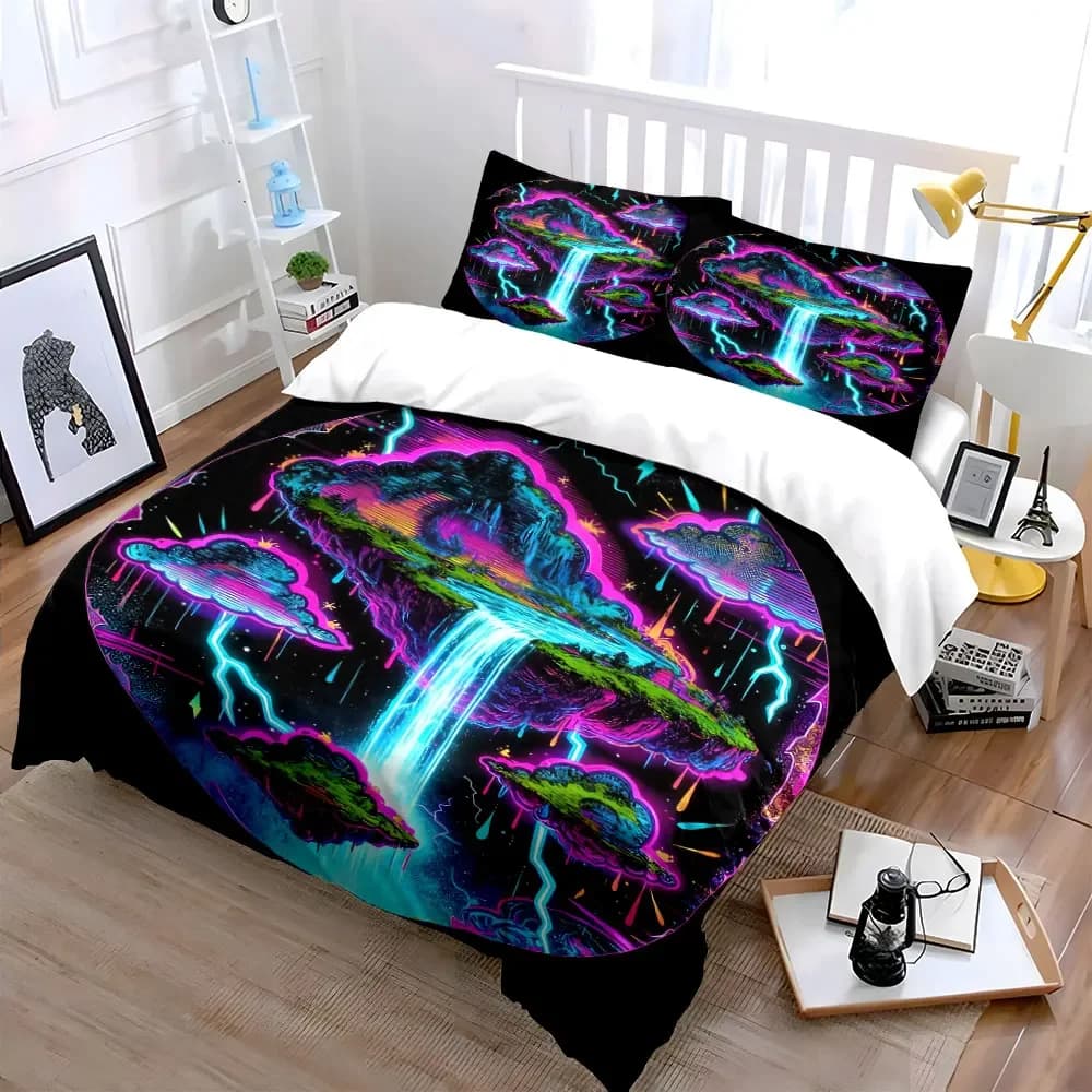 Set Isola Galleggiante Fantasy - Set Biancheria da Letto Morbido e Confortevole con 1 Copripiumino e 2 Federe, Regalo